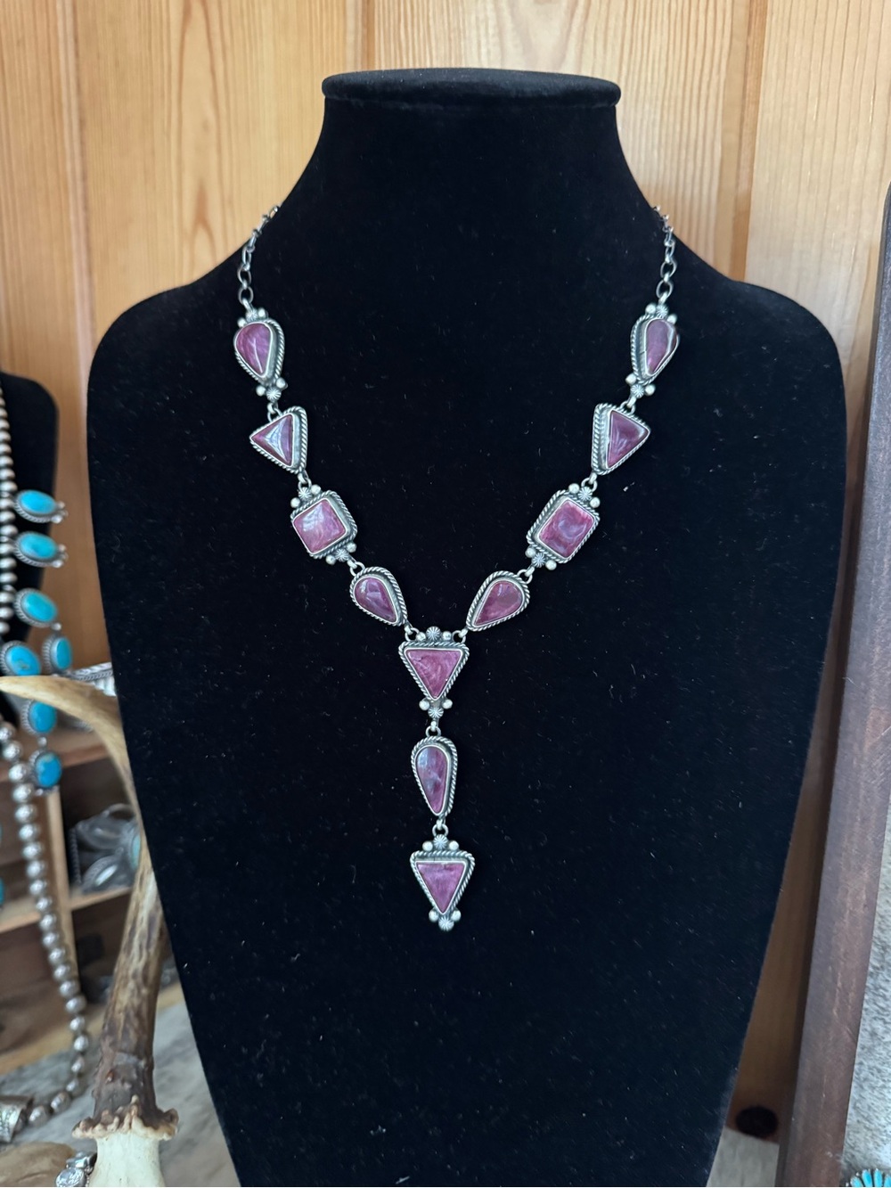 Jameson Garcia Purple Spiny Lariat Necklace and earrings set